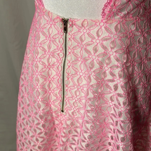 NWT neon pink & white eyelet open back INA dress size small - Picture 3 of 5